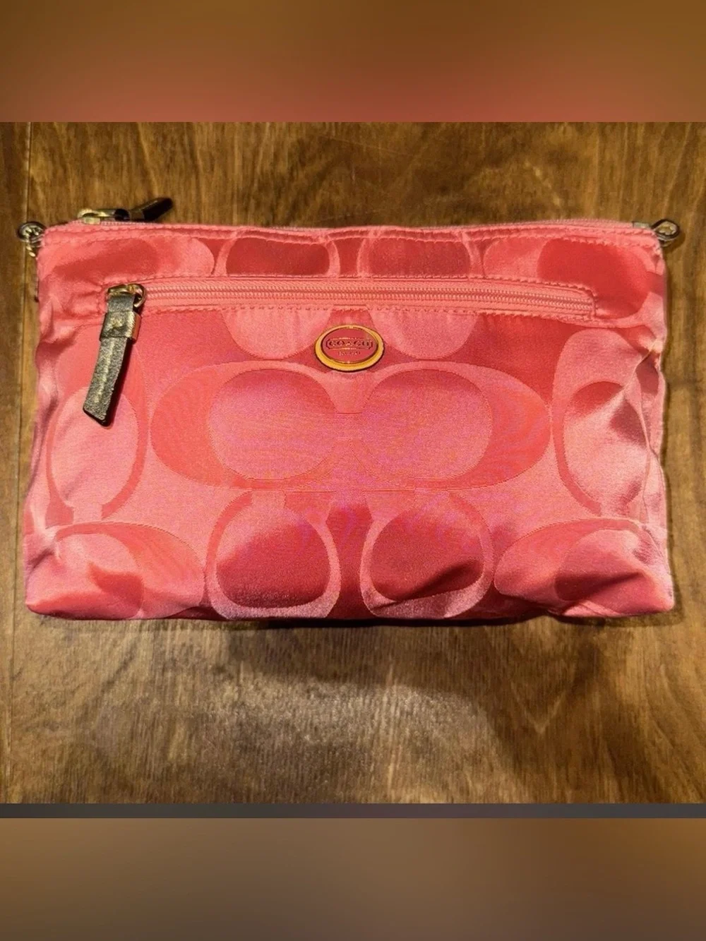 Coach Coral Signature cosmetic bag